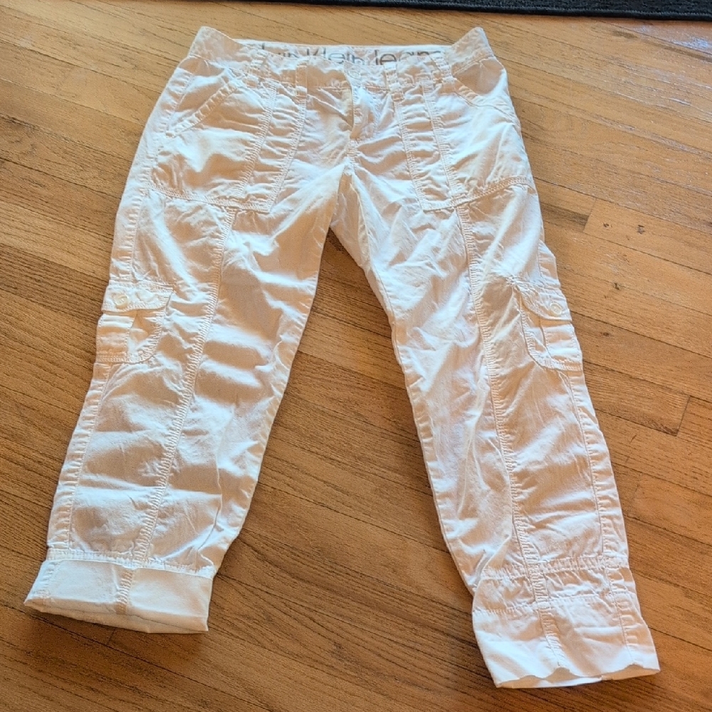 Calvin Klein Jeans White Capri Cargo Pants